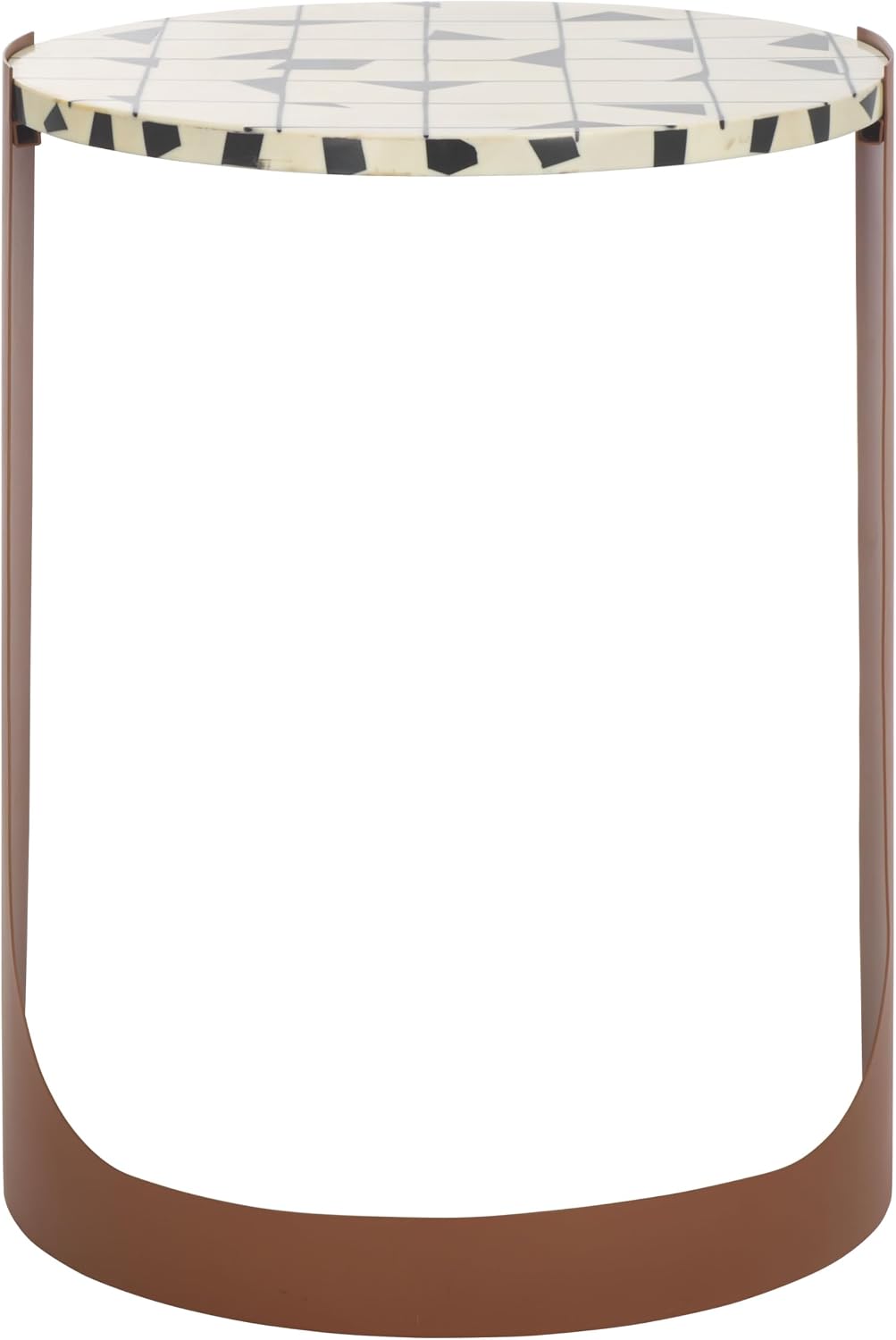 SAFAVIEH Couture Collection - Tomlinson Brown & White Metal Accent Table, Sculptural Modern Side Table, High-Gloss Resin Round Top, Fully Assembled (SFV6805B)