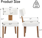Mid Century Modern Dining Chairs Set of 4, Linen Fabric Upholstered Dining Chairs with Wood Legs, Farmhouse Kitchen Chair Armless, Comfy Side Chairs for Dining/Living Room/Kitchen, Cream