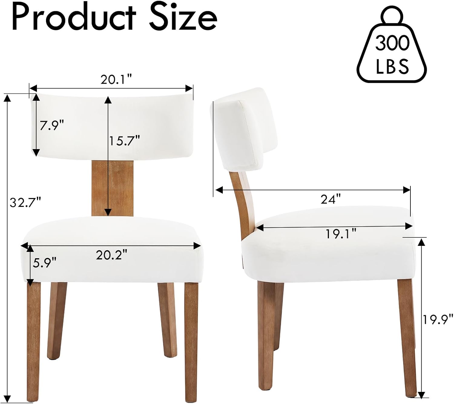 Mid Century Modern Dining Chairs Set of 4, Linen Fabric Upholstered Dining Chairs with Wood Legs, Farmhouse Kitchen Chair Armless, Comfy Side Chairs for Dining/Living Room/Kitchen, Cream
