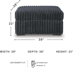 Signature Design by Ashley Midnight-Madness Oversized Ottoman, Gunmetal | 100% polyester jumbo corduroy, 39 in square shape, Firm foam cushion, Living room accent, No assembly required