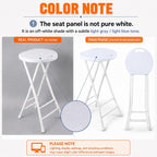 Folding Stool, White 24 Inch Foldable Bar Stool with Handle | Portable Seat, 500 lbs Capacity, Non-Slip Feet, Space-Saving for Guitar, Workbench, Kitchen Island, Outdoor, Party(1 Pack)