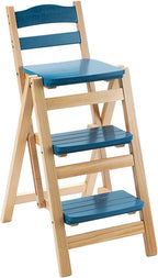 Retro Step Stool Chair For Kitchen 1950S,Folding Bar Stool Multifunctional 3 Step Ladder,Solid Wood Ladder Stool Counter Height Tall Stool,Portable Foldable Stool Step Stool For Adults Kitchen Outdoor
