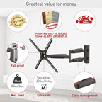 Barkan 30'' Long TV Wall Mount, 13-65 inch Full Motion Articulating - 4 Movement Flat/Curved Screen Bracket, Holds up to 80lbs, Extremely Extendable, Fits LED OLED LCD