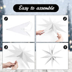 Easy Joy 3Pcs 9-Pointed Paper Star Lanterns 12 Inch Hanging Lampshade Wedding Birthday Christmas Home Party Decoration
