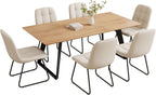 ZckyCine 51‑67 Inch Expandable Dining Set with 6 PU Leather Chairs, Wooden Furniture for Small‑Size Homes