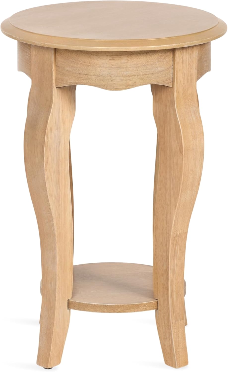 Kate and Laurel Sutherlin Vintage Tiered Round Side Table, 16 x 16 x 25, Light Natural, Traditional Two-Tier Circle Living Room End Table with Storage for Use as Bedroom Nightstand Option