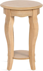 Kate and Laurel Sutherlin Vintage Tiered Round Side Table, 16 x 16 x 25, Light Natural, Traditional Two-Tier Circle Living Room End Table with Storage for Use as Bedroom Nightstand Option