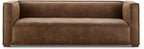 CHERS 83.3" Mid Century Modern Sofa, Luxury French Mixed Fabric Couch with Tight Back, Square Armrest Lounge Sofas for Living Room, Apartment, Bedroom, Office, Chestnut