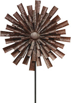 Alpine Corporation 81" Tall Outdoor Kinetic Flower Wind Spinner Stake Yard Decoration, Bronze