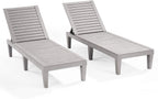 Nestl Lounge Chair Outdoor, Tanning Chair, Chaise Lounge Outdoor Set of 2 | 5 Adjustable Positions, Waterproof & Weatherproof Resin, Reclining & Lightweight, For Poolside, Beach, and Lawn, Grey