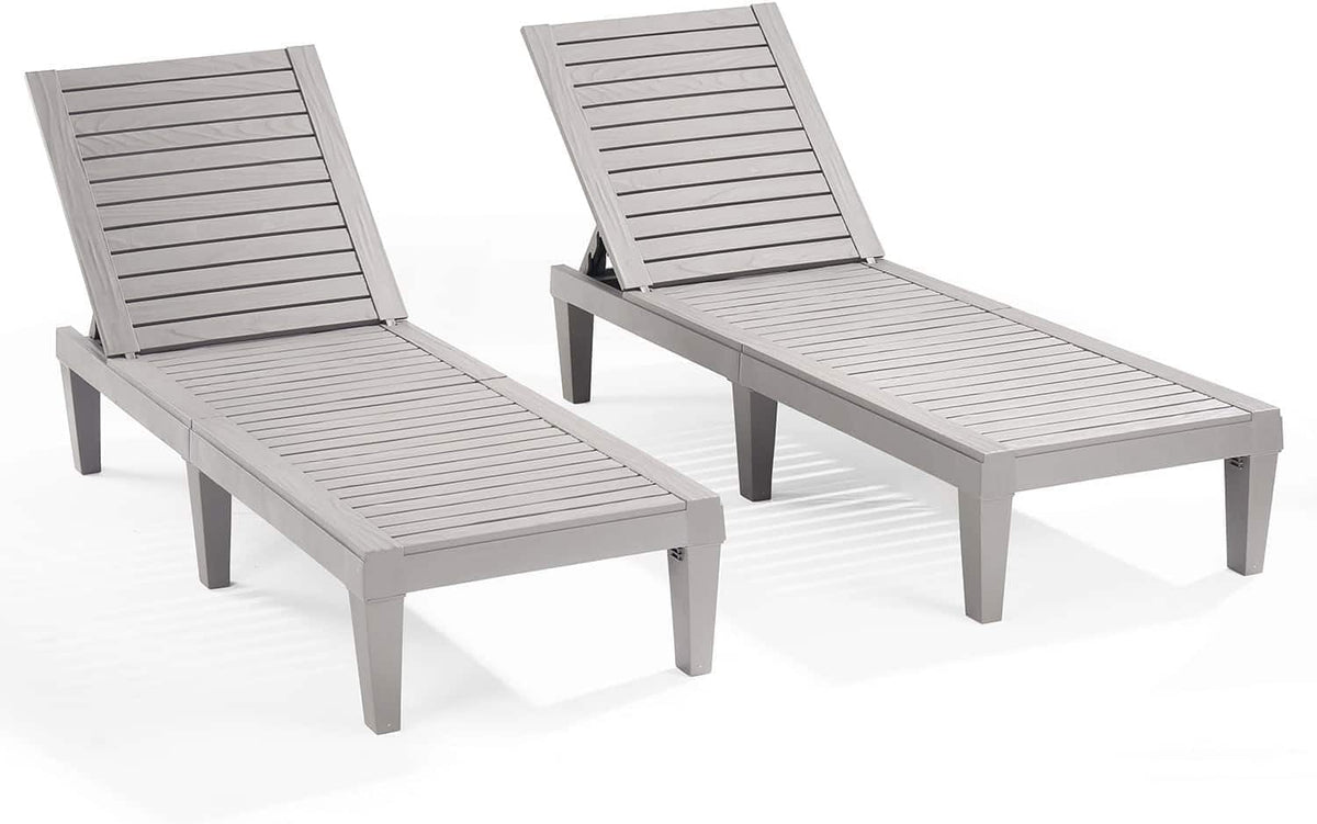 Nestl Lounge Chair Outdoor, Tanning Chair, Chaise Lounge Outdoor Set of 2 | 5 Adjustable Positions, Waterproof & Weatherproof Resin, Reclining & Lightweight, For Poolside, Beach, and Lawn, Grey