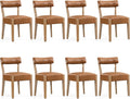 ZJhome Modern Dining Chairs Set of 8 Mid-Century Modern Faux Leather Upholstered Kitchen & Dining Room Chairs with Curved Back, Oversized Rounded Seat, Sturdy Wood Frame, Brown