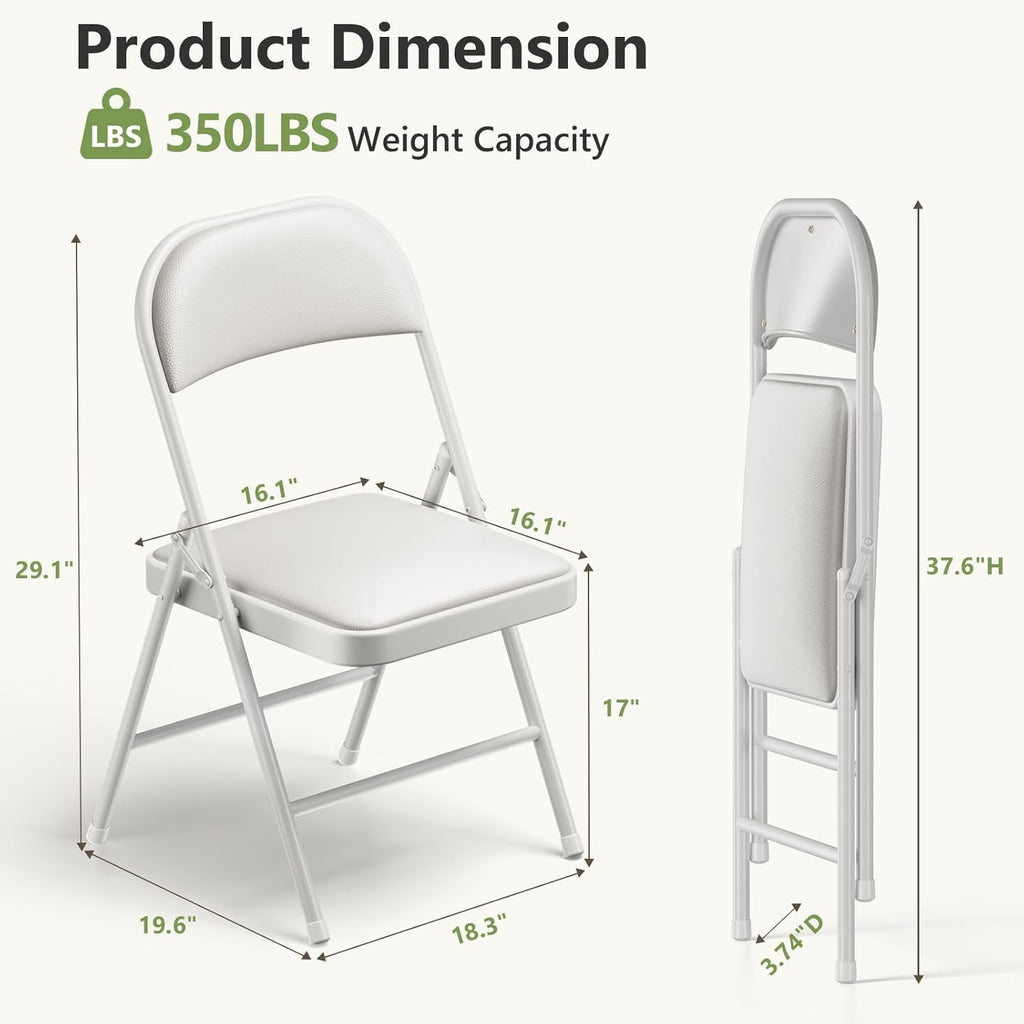 Folding Dining Table Set for 6, 6FT Foldable Plastic Table with Carrying Handle & 6 PU Leather Padded Folding Chairs, Portable Table and Chairs Set for Indoor Outdoor, Party, Wedding, Picnic, Camping