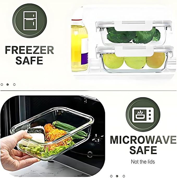 30 Pieces Glass Food Storage Containers Set, Glass Meal Prep Containers Set with Snap Locking Lids, Airtight Glass lunch Containers, Microwave, Oven, Freezer & Dishwasher,White