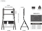 FITUEYES Mobile TV Stand for 55-78 Inch TVs with Wooden Storage Shelf, White