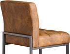 GrandNoor Coffee Faux Leather Dining Chairs Set of 4, Mid-Century Modern Dining Room Chairs with Armless, Checkered Kitchen Chair with Metal Legs