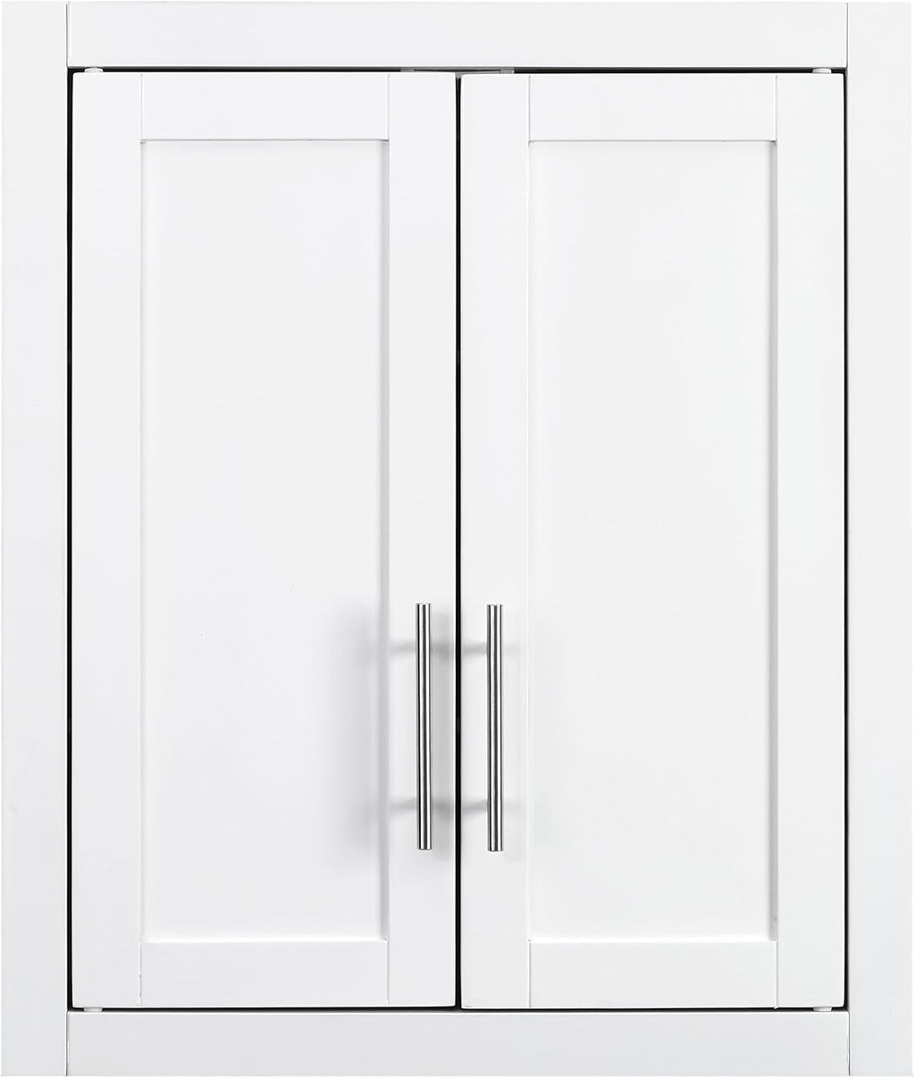 Crosley Furniture Savannah Wall Mounted Bathroom Storage Medicine Cabinet with Shelves, Snow