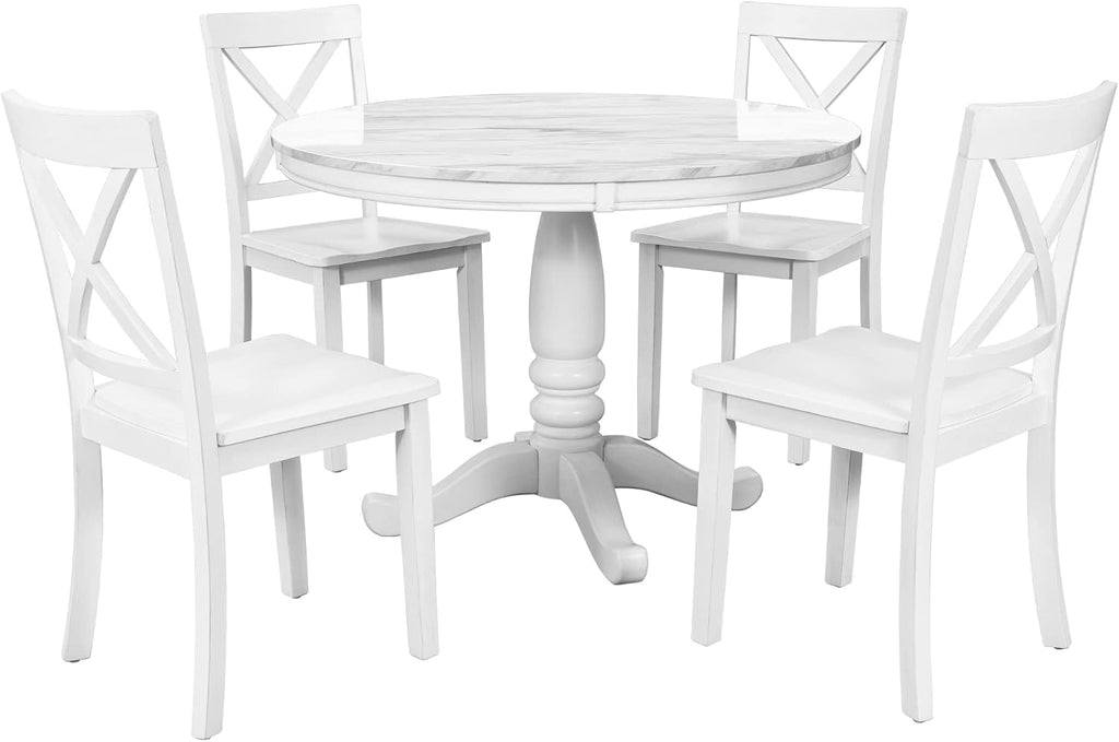 Harper & Bright Designs 5 Pieces Dining Table and Chairs Set for 4 Persons, Kitchen Room Solid Wood Table with 4 Chairs