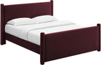 Modway Rael Queen Platform Bed Frame with Upholstered Headboard and Footboard in Mulberry – Stain-Resistant Performance Velvet Queen Size Bed with Rounded Posts