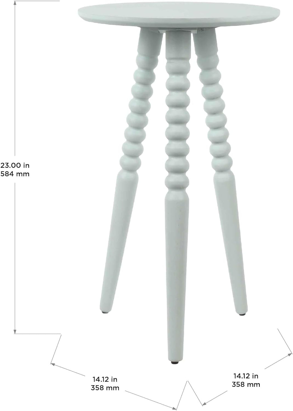 Silverwood Allison Compact Round Accent Table with Turned Legs, Ice Blue, 14" x 14" x 23"