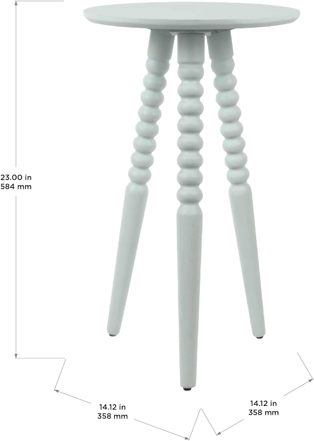 Silverwood Allison Compact Round Accent Table with Turned Legs, Ice Blue, 14" x 14" x 23"