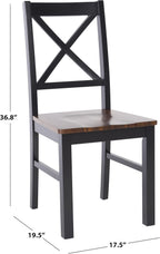 SAFAVIEH Home Collection Akash Farmhouse Black & Walnut Dining Chair Set of 2