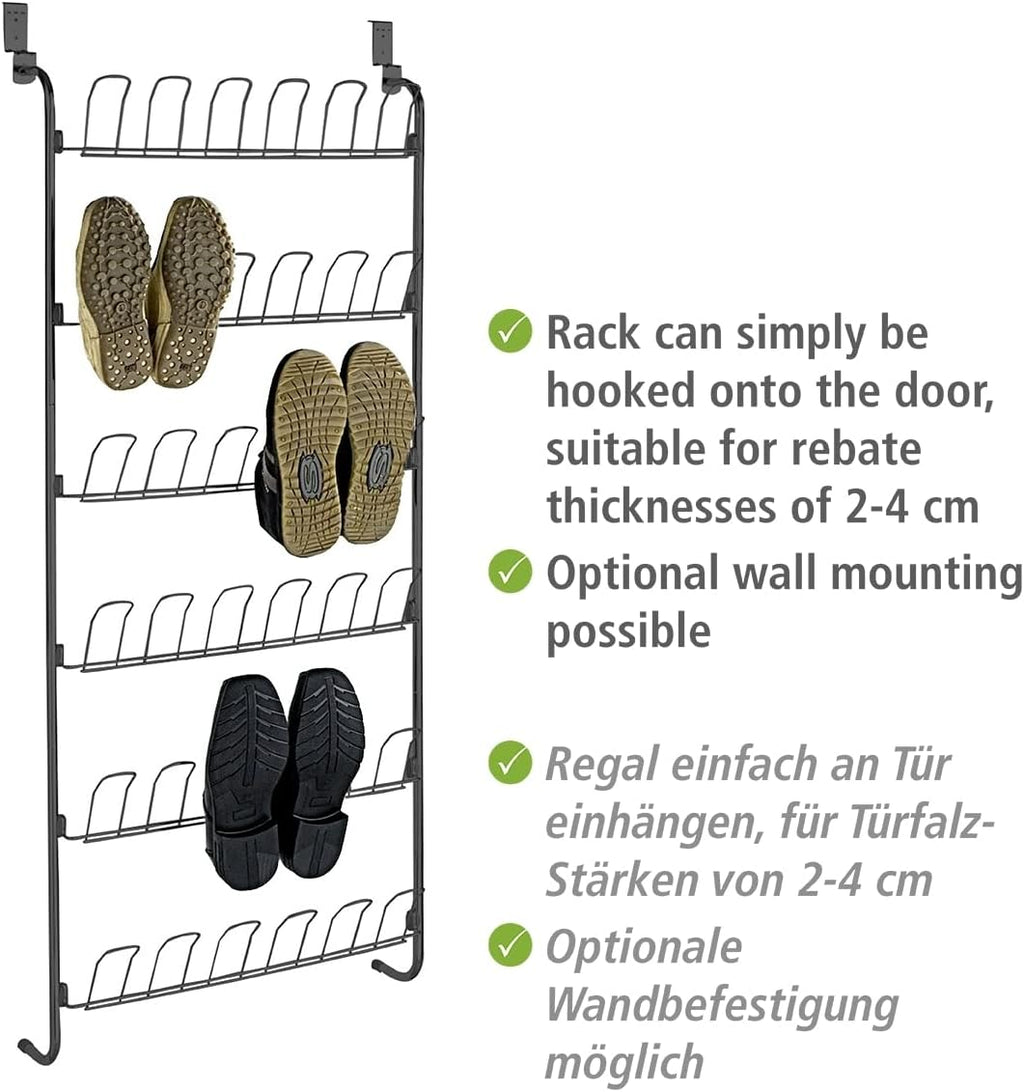 Wenko 18 Pairs Black Shoe Rack, 59 x 151 x 14 cm