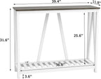 Entryway Table, 39" Farmhouse Console Table with Shelf Narrow Foyer Table | | 2-Tier Open Shelf,V-Shape Anti-Tip Legs,Slim Narrow Design,30-Min Easy Assembly,Sofa Table Use,Two-Tone Finish,Dark Oak