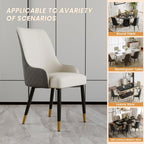 POVISON Dining Chairs Set of 6, Faux Leather Upholstered Bar Chairs with Metal Legs, Modern High-Back Side Chairs for Living Room, Pub, Coffee, Home, Kitchen (Grey)