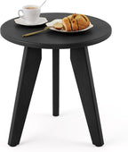 HDPS Outdoor Side Table, Small Round End Table for Outdoor, Black | Outdoor Round Accent Table For Patio,Porch,Garden,Companion to your Chairs, Weather-Resistant, Easy Clean, Quick Assembly