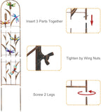 LEWIS&WAYNE 2 Pack Metal Garden Trellis with Colorful Dragonfly 60 Inch High Outdoor Decoration Arched Fence Trellis for Climbing Plants for Patio, Lawn, Yard, Backyard, Wall Brackets