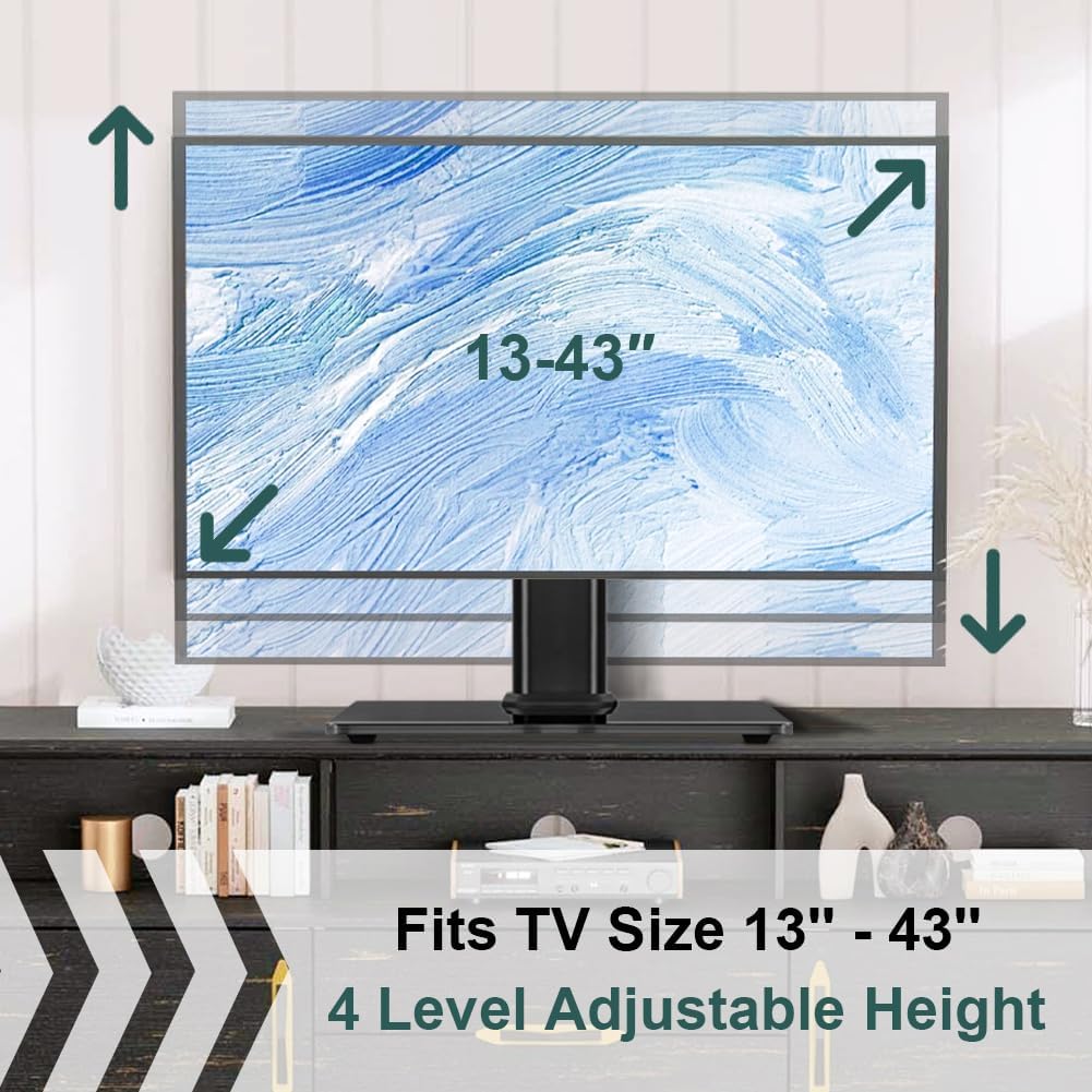 BFTOU Universal TV Stand for 13"–43" TVs Swivel 4 Level Height Adjustable Table Top TV Mount Stand Holds up to 77lbs