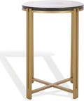 SAFAVIEH Couture Collection - Levitt Cast Glass Top Accent Table, Sculptural Modern Side Table, Brass Finish Base, Fully Assembled (SFV7916A)