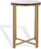 SAFAVIEH Couture Collection - Levitt Cast Glass Top Accent Table, Sculptural Modern Side Table, Brass Finish Base, Fully Assembled (SFV7916A)