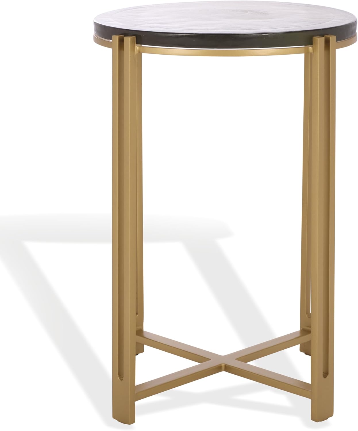 SAFAVIEH Couture Collection - Levitt Cast Glass Top Accent Table, Sculptural Modern Side Table, Brass Finish Base, Fully Assembled (SFV7916A)
