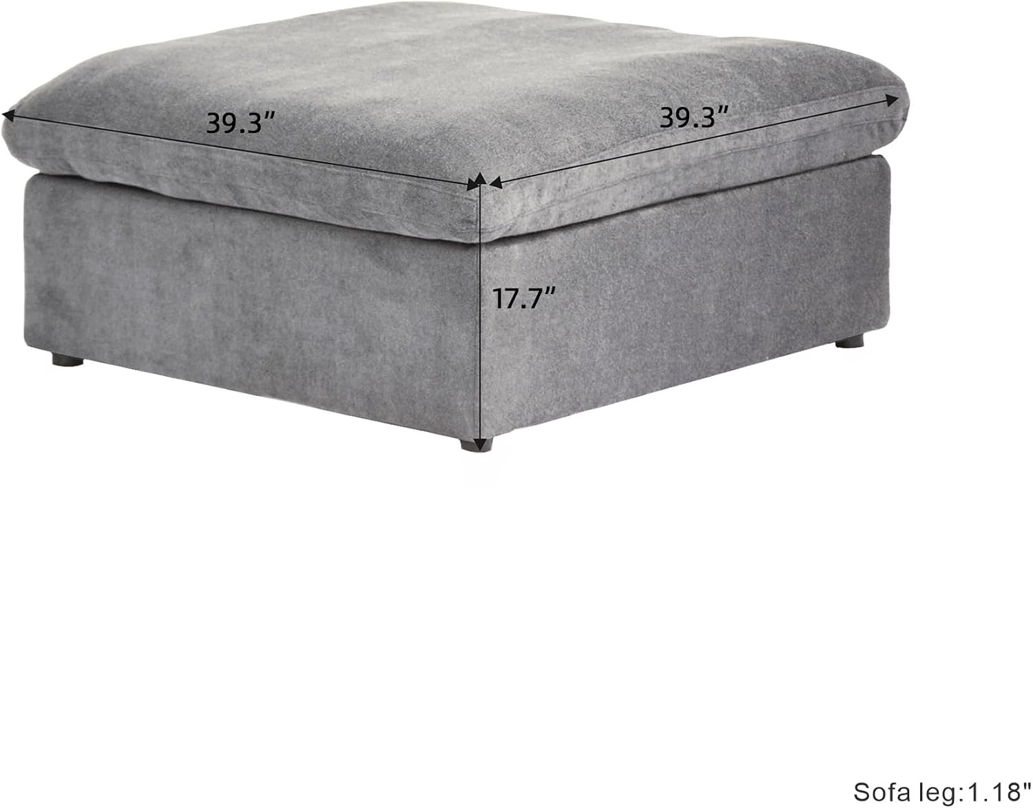 JACH Modern Storage Ottoman Module for Living Room, Cushion Covers Removable, Minimalist Comfy Breathable Footstool Footrest for Living Room Apartment (Grey)
