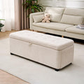 45" Storage Ottoman Bench, Tufted Ottoman with Storage for Living Room, Large End of Bed Ottomans, Modern Entryway Benchs, Window & Bedroom Benches for Foot of Bed (Ivory)