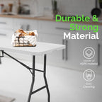 EconoHome White 8ft Folding Table with Handle | Heavy-Duty Foldable Table | Portable Table for Indoor & Outdoor Use | Perfect for Events, Camping, Parties, Dining & More