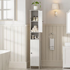 Homleke Tall Bathroom Storage Cabinet with 2 Doors, Slim Bathroom Cabinet | Narrow Storage Cabinet with Adjustable Shelves, Anti-Tip Design, Reversible Door, Easy Assembly, White, 11.8''W