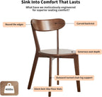 Walnut Dining Chair – Single Kitchen Side Chair, FAS Grade Solid Oak Wood Frame, Mid-Century Modern Curved Back, Commercial-Grade 400 lb Capacity for Dining Room or Replacement
