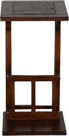 Benzara Odel Side Table with Magazine Rack- 13 Inch Top- Brown Mahogany Wood