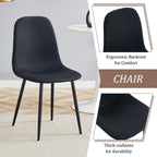 42" Round Dining Table Set for 4, Modern Kitchen Table Chairs Set of 4 Wood Dining Table Upholstered Chair with Metal Leg for Dining Room (Black, 42" Brown Table + 4 Chairs)