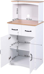 49''H Kitchen Cabinet with Countertop, Kitchen Pantry Cabinets with Doors/Drawers/Power Outlet, Freestanding Pantry Cabinet with Microwave Shelf & Wine Rack for Dining Room (White + MDF + Small)