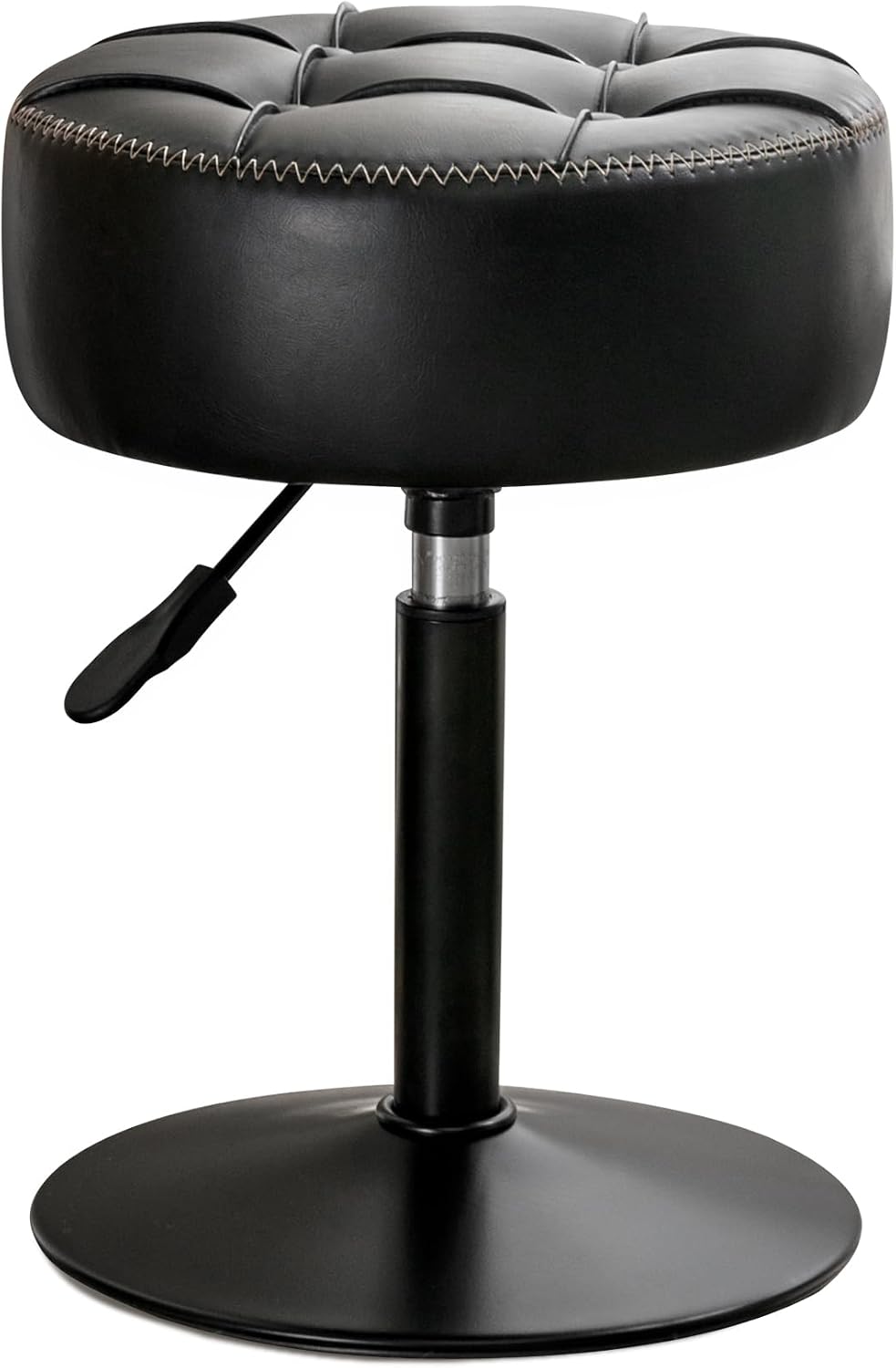 LUE BONA Adjustable Vanity Stool 15.8"-20.7", 360° Swivel Faux Leather Chair, 300lbs Capacity for Makeup Room, Bathroom, Living Room, Black