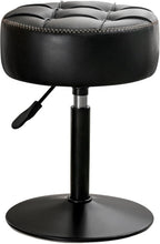 LUE BONA Adjustable Vanity Stool 15.8"-20.7", 360° Swivel Faux Leather Chair, 300lbs Capacity for Makeup Room, Bathroom, Living Room, Black