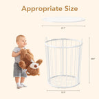 BBLIKE Large Stuffed Animal Storage End Table, Toy Storage for Kids Room | 100L Large Capacity, Metal Frame with Wood Lid, Elastic Rope, Side Handles, Wooden Stuffed Zoo Animal Holder, White