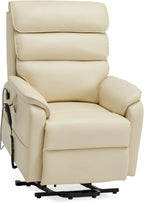 DYNOX Power Lift Recliner Chair for Elderly, Dual Motor Lay Flat Lift Chair with Heat & Massage, 350 LBS Capacity(9188,Faux Leather,Cream)