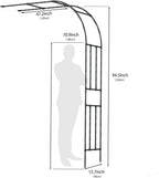 Half Garden Arch Trellis, Trellis Arch for Climbing Plants Outdoor, 7.9FT MetalGarden Arbor, Garden Trellises for Patio Lawn Backyard, Large Garden Archway Decoration Black 47.2" x 94.5in
