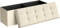 SONGMICS 43.3 Inches Folding Storage Ottoman Bench, Load 660 lb | Ottoman Foot Rest, Storage Chest, for Living Room, Entryway, Cream White and Ink Black, MINOTA Collection ULSF77BE