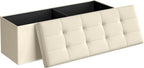 SONGMICS 43.3 Inches Folding Storage Ottoman Bench, Load 660 lb | Ottoman Foot Rest, Storage Chest, for Living Room, Entryway, Cream White and Ink Black, MINOTA Collection ULSF77BE